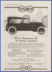 Anuncio impreso vintage 1921 Cleveland Six 5 pasajeros automóvil turismo años 20 - Imagen 1 de 1
