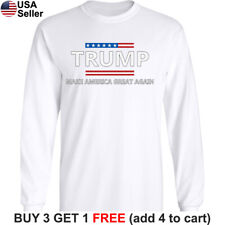Donald Trump Long T-Shirt Make America Great Again MAGA USA Patriot US Political