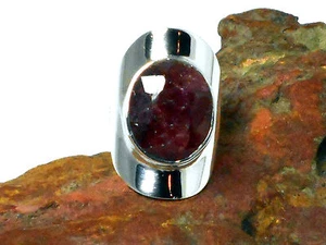 RUBY Sterling Silver 925 Anillo de piedras preciosas - Tamaño : L - Regalo en caja!! - Imagen 1 de 5