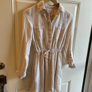 Jessica Simpson women’s size XS Beige long sleeve linen blend Thai waist with - Picture 1 of 8