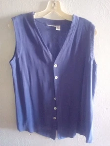 Chico's SILK Vest Purple, Whimsy Goth Sleeveless Button Down, Size 2, - Picture 1 of 9