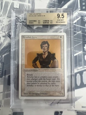 Unlimited Benalish Hero BGS 9.5 QUAD Graded Gem Mint NM Unplayed MTG - Image 1 of 2