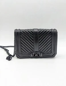 REBECCA MINKOFF Chevron Quilted Leather Love Small Crossbody Bag - Black - Bild 1 von 19