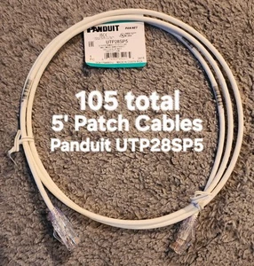 (105!!) Panduit Cat 6 Perf. UTP 5Ft Patch Cords, Off White, 28AWG Brand New, Lot - Afbeelding 1 van 2