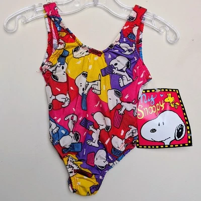 Traje de baño My Snoopy vintage años 80 bloques de colores de una pieza bebé niña 12 meses nuevo con etiquetas DS Foto 1 de 4