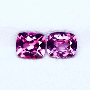 1.23Ct VVS [2Pcs Pair] Wonderful Square Cushion 5.5 MM Vivid Pink Malaya Garnet - Picture 1 of 5