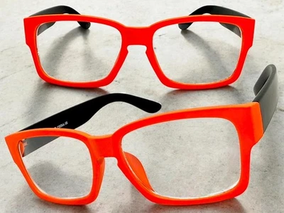 Clásico Elegante Moderno Contemporáneo Artístico Lente Transparente Gafas Marco Naranja Foto 1 de 4