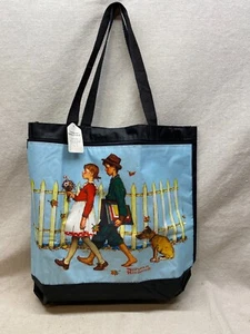 Norman Rockwell Boy and Girl Going To School Tote Bag "Young Love" NWT - Picture 1 of 6