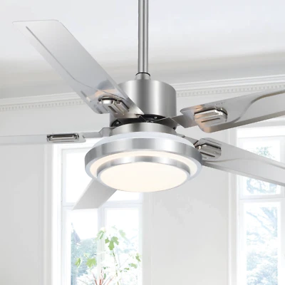 48"  5 Stainless Blades 3-Speeds Ceiling Fan LED 3-Color Chandelier w/Remote - Image 1 of 4