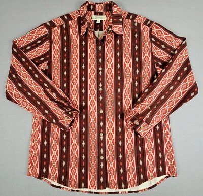 Vintage Cabelas Aztec Chamois Shirt Men's L Red Southwestern Button Up  - Image 1 of 4