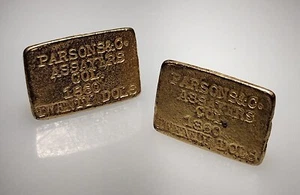 Large Vintage Parsons & Co Assayer $20 Gold Replica Cufflinks - Picture 1 of 6