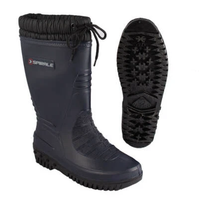 Gummistiefel warm gefüttert blau SPIRALE mit Stulpe und Kordelzug Gr. 36 - 48
