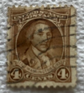 Sello de 4 centavos George Washington "como se muestra" cancelado y con/signo de bisagra - Imagen 1 de 3