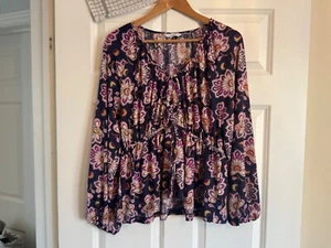 NEXT LADIES NAVY & PINK PATTERNED TOP SIZE 18 BNWOT - Picture 1 of 3
