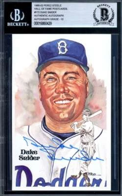 Duke Snider Gem Mint 10 Beckett BAS Signed Perez Steele Postcard Autographed - Image 1 of 2