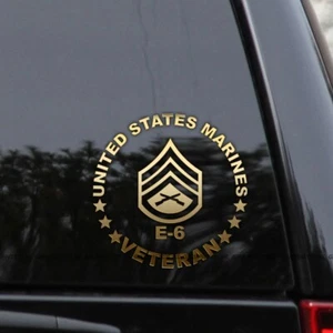 E-6 VETERAN STAFF Sergeant Rank Marines Vinyl Decal Sticker - Picture 1 of 2