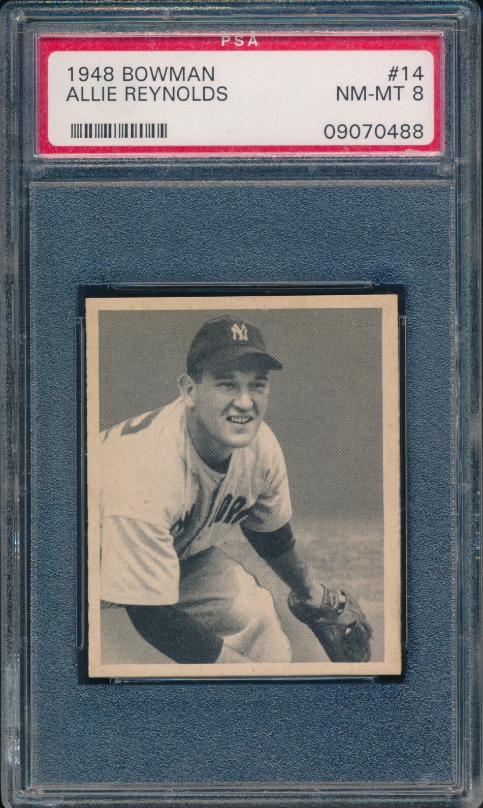 1948 Bowman Baseball Allie Reynolds ROOKIE #14 PSA 8 NEW YORK YANKEES NM-MT