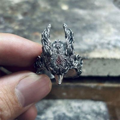 Vintage Fox Ring Adjustable Handmade Carved Open Band Artistic Jewelry for Women - Image 1 of 4