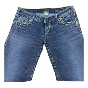 Silver Jeans Woman's Size 30X33 Stretch Belle Star Bootcut Blue Denim - Picture 1 of 9
