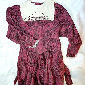 Handmade Modest Dress Cottage Core Lace Collar Mennonite Amish Petite Paisley - Picture 1 of 6