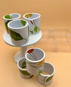 Unique set of 6 Napkin Rings, Floral Spring Pattern - Design continues to inside - Picture 1 of 12