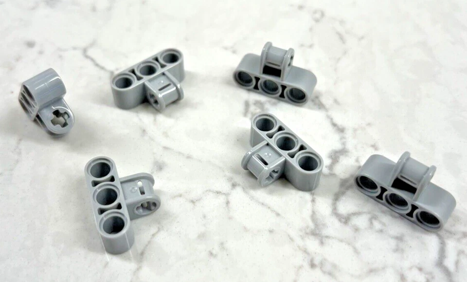LEGO (x6) Stone Gray Technic Cross Block  3x2 Axle / Triple Pin 42191 / 63869 - Image 1 of 1
