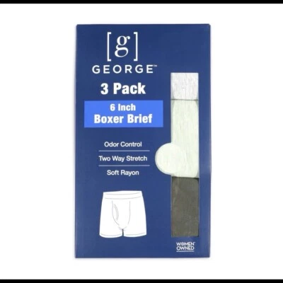 Paquete de 3 calzoncillos boxer George grises/negros de 6 pulgadas talla S - Nuevo conjunto de 2 Foto 1 de 4