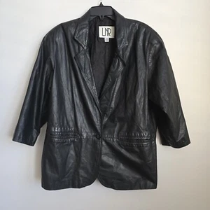 LNR Soft Leather Jacket Womens Large Black Y2K Winter Cozy 90s - Picture 1 of 7