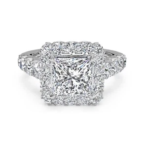 1.75 Ct Princess Cut Lab Created Diamond Engagement Ring 14k Solid White Gold - Picture 1 of 8