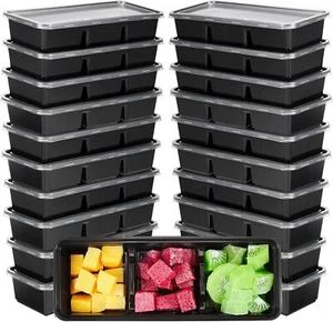 100 Pack 17 oz Small Meal Prep Containers 3 Compartments with Lids, Disposable - Picture 1 of 18