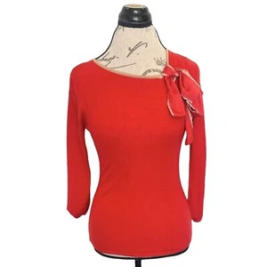 Suéter para mujer New York Company talla pequeña tejido rojo lazo preppy Rockabilly retro - Imagen 1 de 12