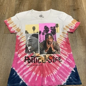 Poetic Justice Tupac Shakur 2Pac Graphic Blue Tie Dye Licensed Tee Shirt - M - Picture 1 of 4