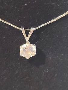 Cubic Zirconia Pendant with Stainless Steel Necklace  - Picture 1 of 7
