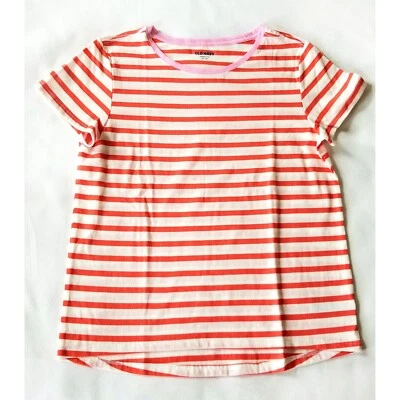 Old Navy Girls Softest Tee NWOT Stripe Orange White Pink Short Sleeve Top XXL 18 - Image 1 of 4