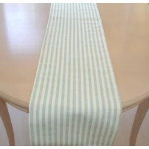 Striped 4ft Table Runner 48" Duck Egg Blue Cream Stripes 120cm Coffee Table - Picture 1 of 3