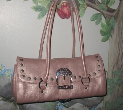 Nuevo Bolso de Hombro PRAGA Cuero Rosa Rosa con Cristales Solapa Este-Oeste Foto 1 de 4