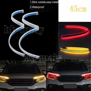 2Pcs 45cm Flexible Soft LED Tube Red/Amber DRL Strip Light Headlight Sequential - Picture 1 of 12