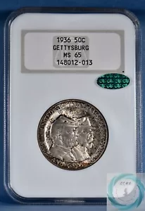 1936 Gettysburg Commemorative 50c NGC MS 65 - Beautiful PQ Coin - Picture 1 of 11