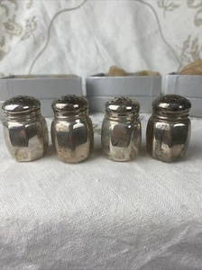 Sterling Silver JWW Salt and Pepper Shakers-Set of 4-Cask / Keg-Unweighted - Picture 1 of 10