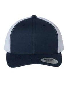 Gorra de camionero Yupoong Classics retro sombrero ajustable de 6 paneles - azul marino/blanco - Imagen 1 de 3