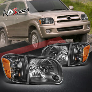 Black Factory Sytle Headlights Assembly for 05-07 Toyota Sequoia/Tundr Crew Cab