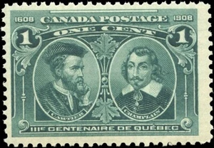 Canada Mint H F+ 1c Scott #97 1908 Quebec Tercentenary Issue Stamp - Imagen 1 de 2