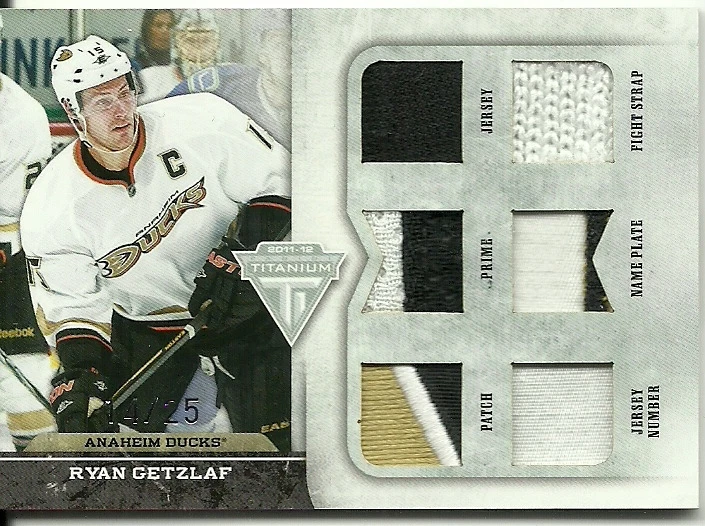 2011-12 Panini Titanium Six Star Memorabilia #10 Ryan Getzlaf /25 Ducks - Image 1 of 1