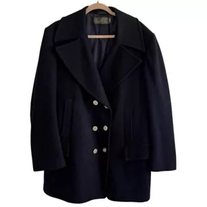 Gloverall Churchill Reefer Black Wool BlendPeacoat Men's 46 Made in England - Picture 1 of 12