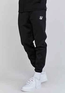 Pantalones de chándal SikSilk para hombre negros musculosos cintura mediana 32" - Imagen 1 de 4