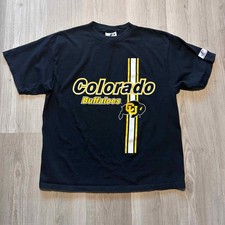Vintage 90's Logo Athletic CU Buffs Colorado Buffaloes Black Gold Tee Shirt Sz L