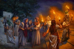 THE PARABLE OF THE TEN VIRGINS Matthew 25:8 - 8" x 10" ULTRA PREMIUM SATIN Print - Picture 1 of 1
