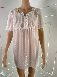 Lane Bryant Plus Size 18/20 Ivory Sheer Top Blouse w/Tunic Short Sleeves BabyDol - Picture 1 of 12