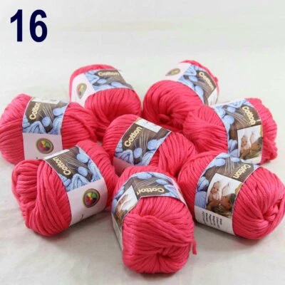 Venta 8 bolas x 50 g mantas gruesas de algodón súper suaves alfombras de mano hilo de tejer 16 Foto 1 de 4