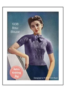 1930s Easy Pussy Bow Blouse Vintage Knitting Pattern - Copy - Picture 1 of 2